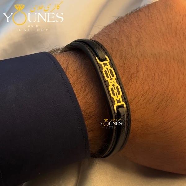 دستبند طلا چرم مردانه L183